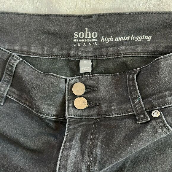 Soho New York & Co Black Slim Fit Straight Jeans Jeggings High Rise Size 16 Plus - Picture 2 of 10
